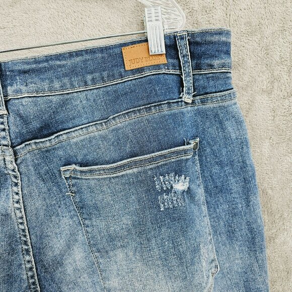 Judy Blue Jeans 22W Medium Wash Bleached Distressed Skinny Fit Stretch High Rise - Picture 12 of 14